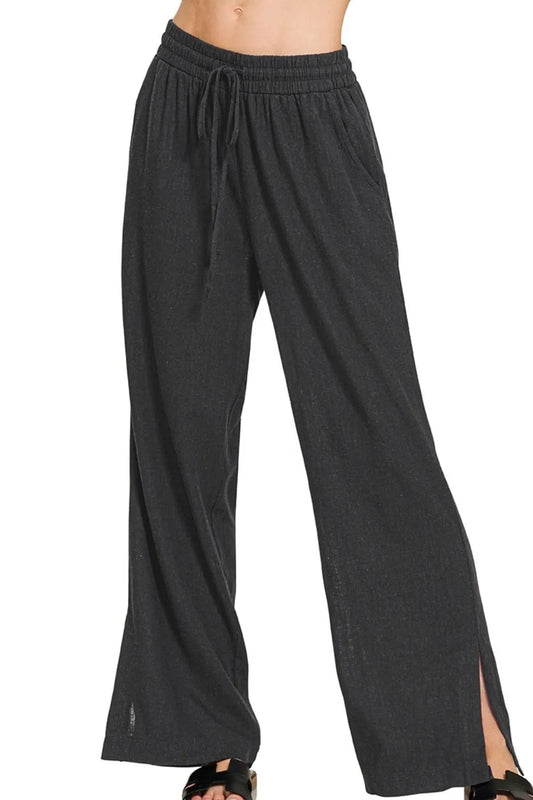 Elastic Waist Wide Leg Pants