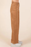 Twill High Waisted Button Fly Wide Leg Pants