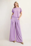 Full Size Textured Wide-Leg Pants with Pockets Plus Size