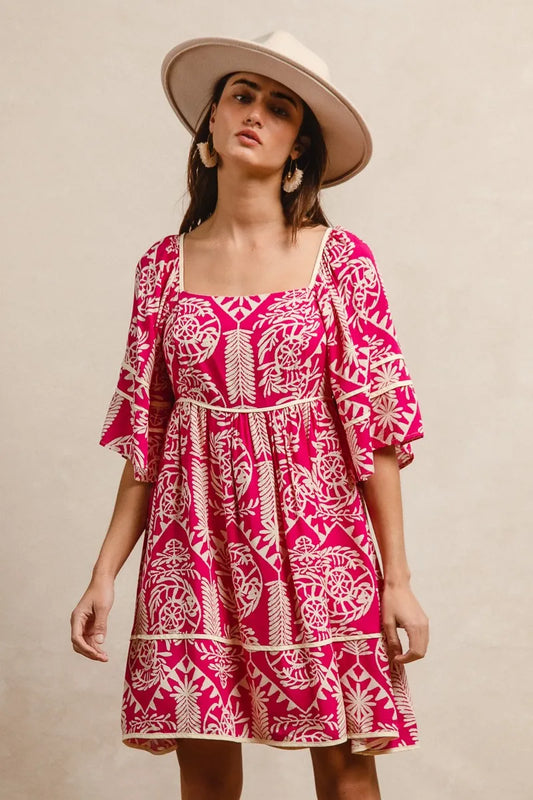 Bohemian Paisley Ruffle Hem Dress