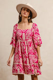 Bohemian Paisley Ruffle Hem Dress
