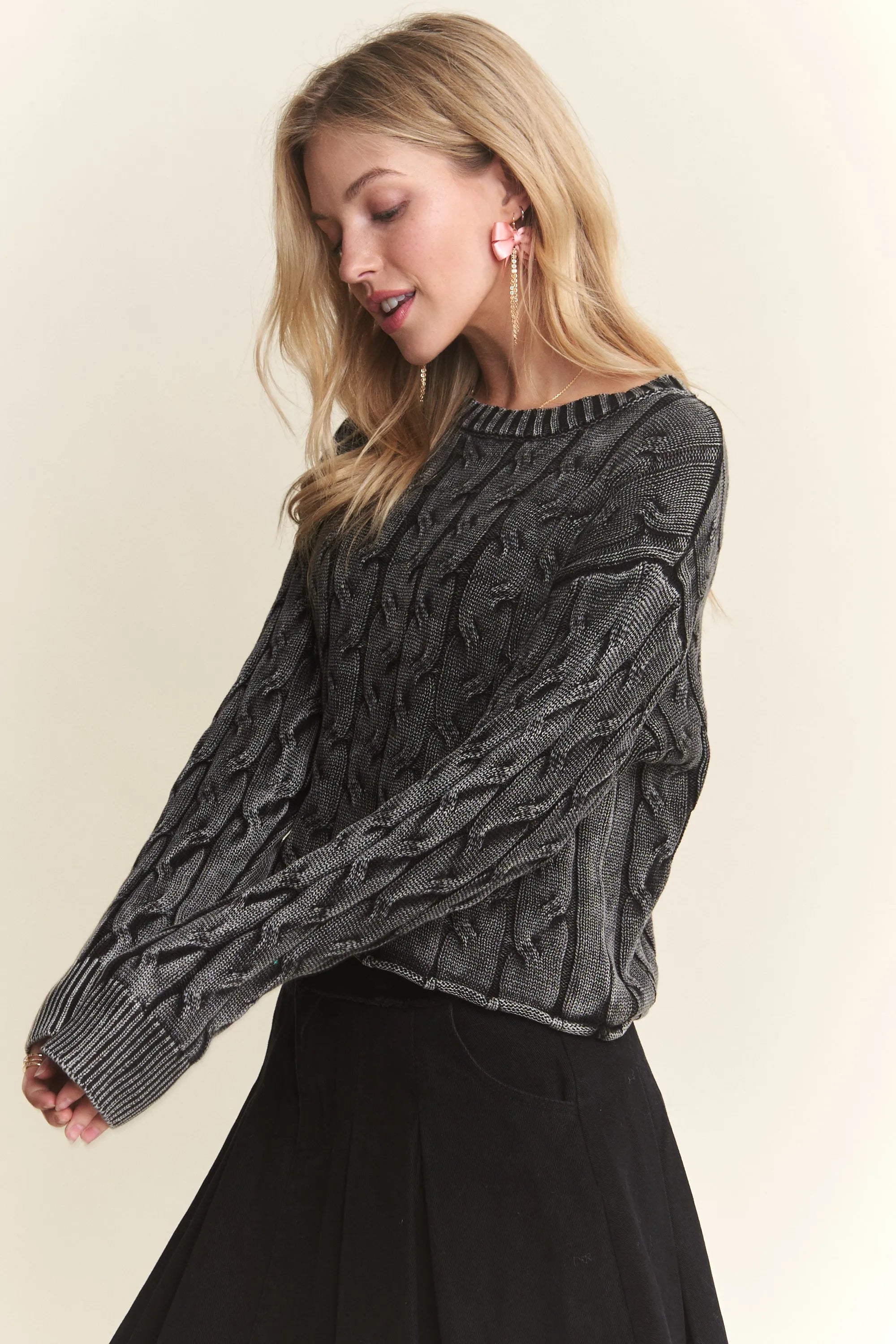 Cut Edge Detail Mineral Washed Sweater