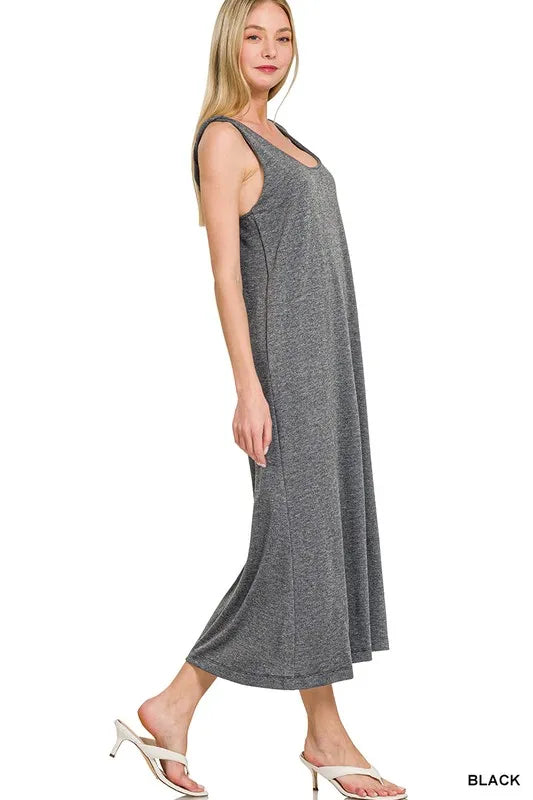 French Terry Twisted Strap Midi Dress