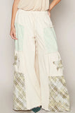 Bohemian Patchwork Drawstring Cargo Wide Leg Pants