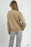 Textured Cable Knit Sweatshirt with Ribbed Trim