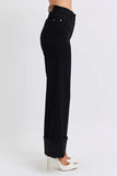 Full Size High Waist Reto Wide Leg W/ Cuff Plus Size