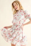 Floral Print Smocked Waist Mini Dress