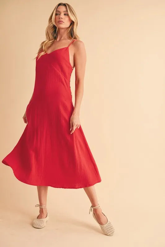 Side Button Midi Cami Dress
