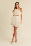 Tulle Tube Ruffle Crop Top and High Low Maxi Skirt Set