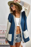 Color Block Sweater Cardigan with Button Closure