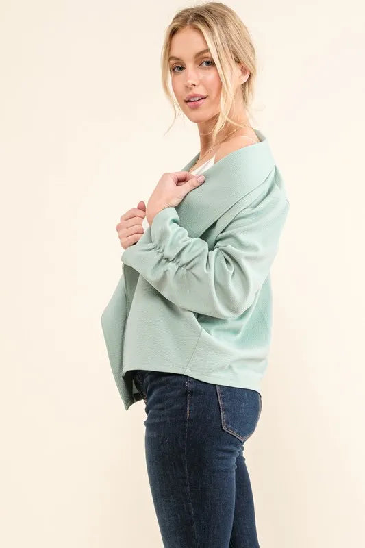 Stretch Non-Wrinkled Basic Open-Front Blazer