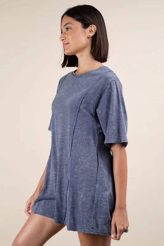 Mineral Washed Oversized Knit Comfy Romper