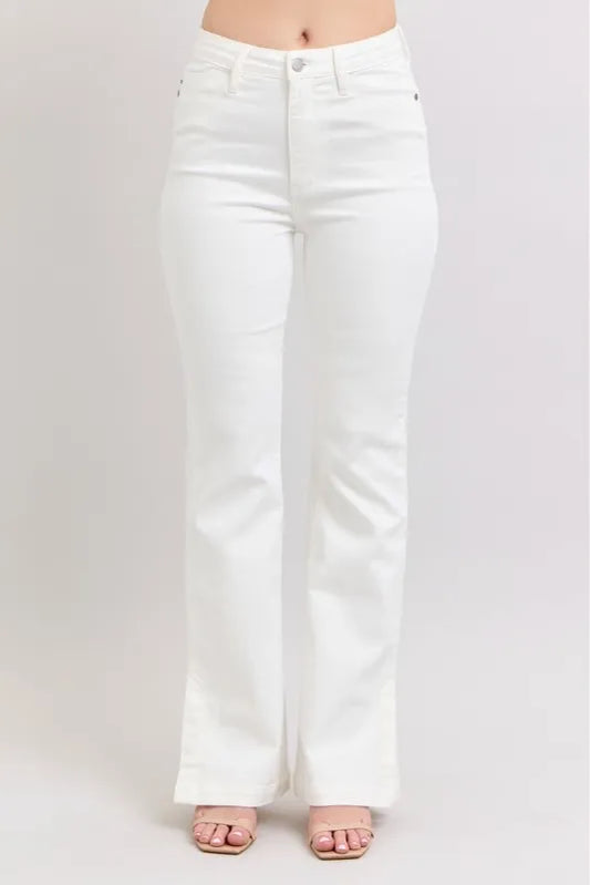 Full Size High Waist Side Slit Slim Bootcut Jeans