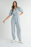 Eyelet Lace Ruffle Shoulder Jumpsuit