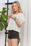 Smocked Puff Sleeve Peasant Blouse