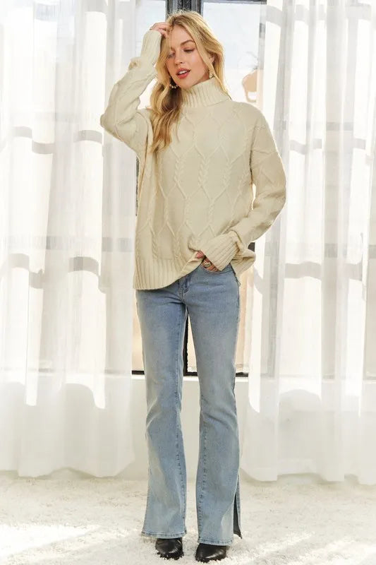 Braid Diamond Pattern Sweater