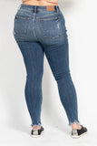 Plus Size High Waist Skinny with Destroy & Shark Bit Hem