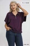 Full Size Short Sleeve Half-Zip Shirt