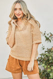 Hollow Out Polo Sweater Top