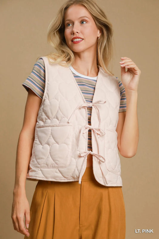 Diamond Quilted Tie-Closure Vest