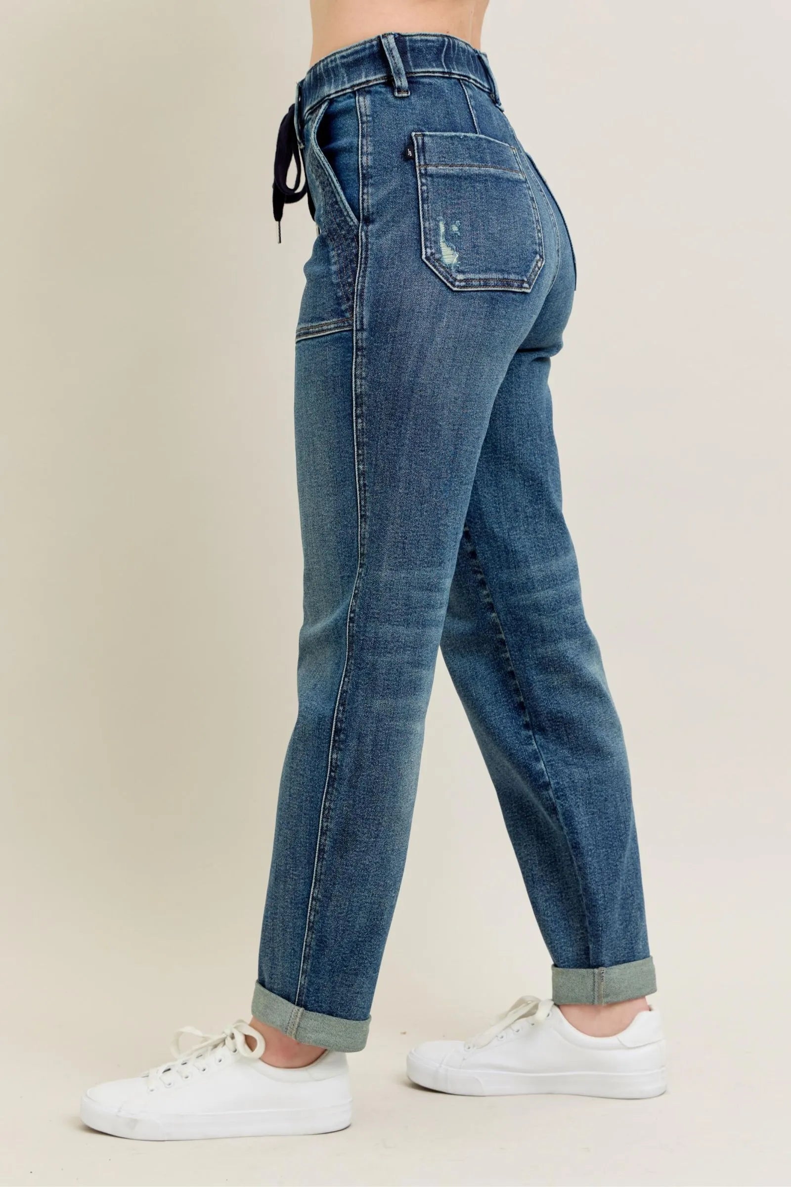 Full Size HW Vintage Wash Jeans with Adjustable Waistband