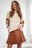 Full Size Stripe Sleeve Cozy Sweater Plus Size