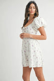 Floral Print Puff Sleeve Mini Dress