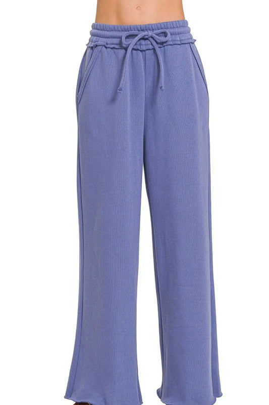 Fleece Exposed Seam Wide Leg Sweatpants
