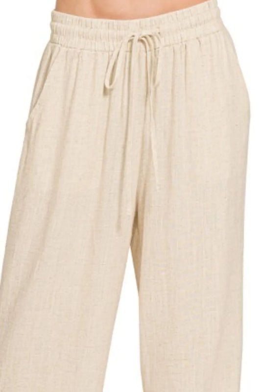 Breathable Wide-Leg Drawstring Pants