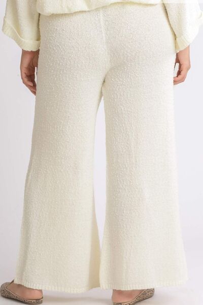 Full Size Elastic Waistband Wide Leg Sweater Pants Plus Size