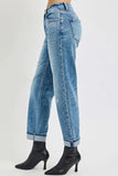 High Rise Ankle Boyfriend Distressed Jeans
