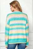 Ombre Drop Shoulder Knit Pullover Sweater