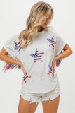 American Flag Sequin Star Fringe Top