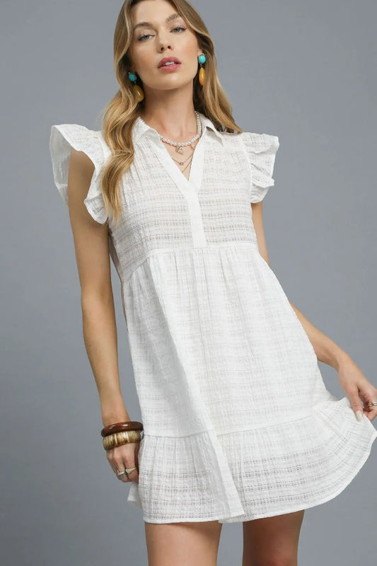 Cap Sleeve Ruffled Empire Waist Dress