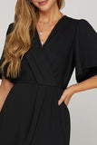 Ruffled Surplice Short Flutter Sleeve Mini Dress