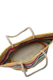 Wavy Rainbow Straw Tote Bag