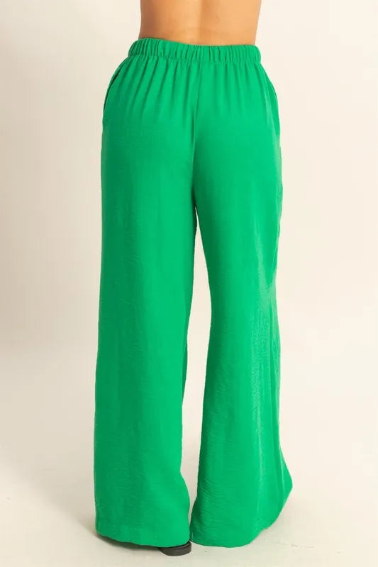 Elasticized Waist Wide Leg Pants