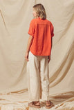 Cotton Linen Textured Woven Slouchy Wide Leg Pants