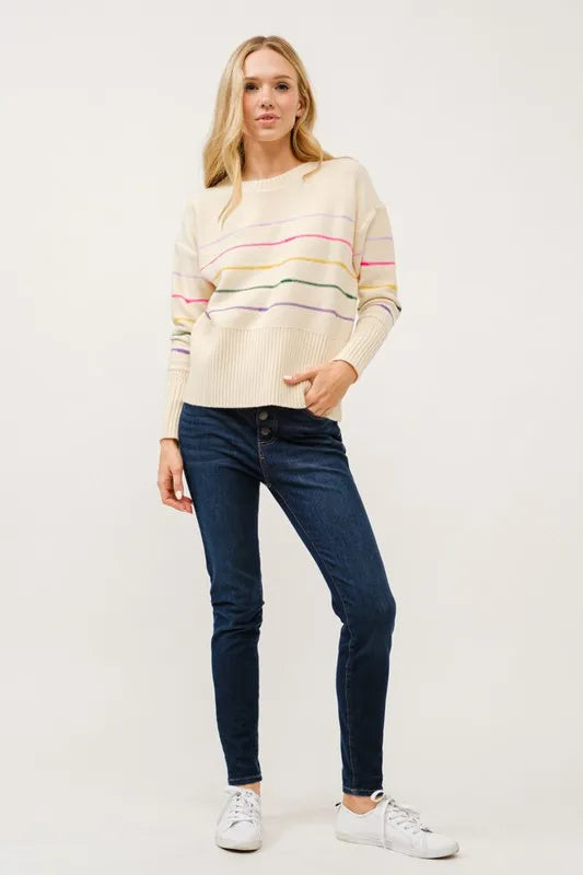 Multi Striped Pullover Sweater Top