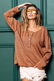 Mink Lurex Stitched Button Detail Top