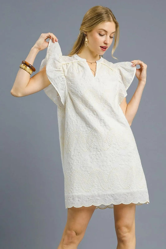 Flutter Sleeve Lace Mini Dress
