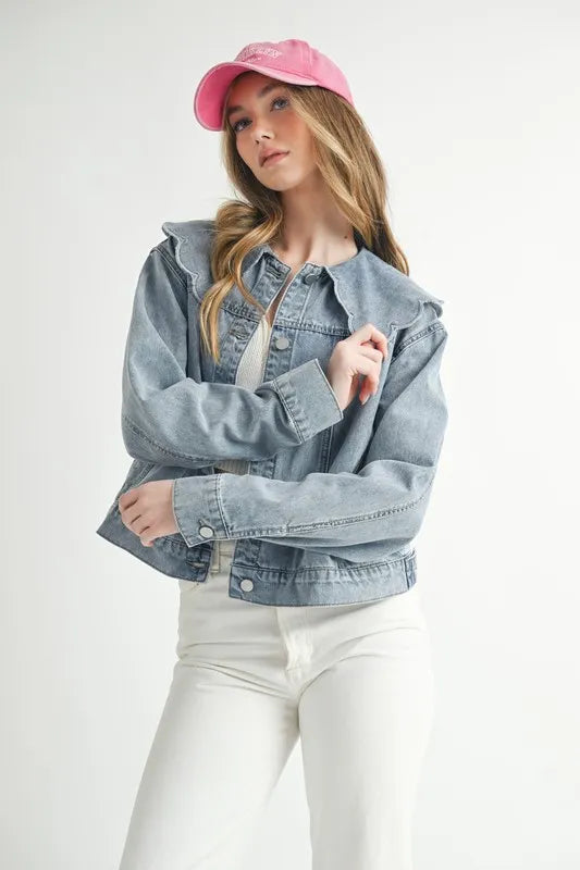 Scallop Peter Pan Collar Denim Jacket