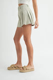 Pleated High Waist Twill Shorts