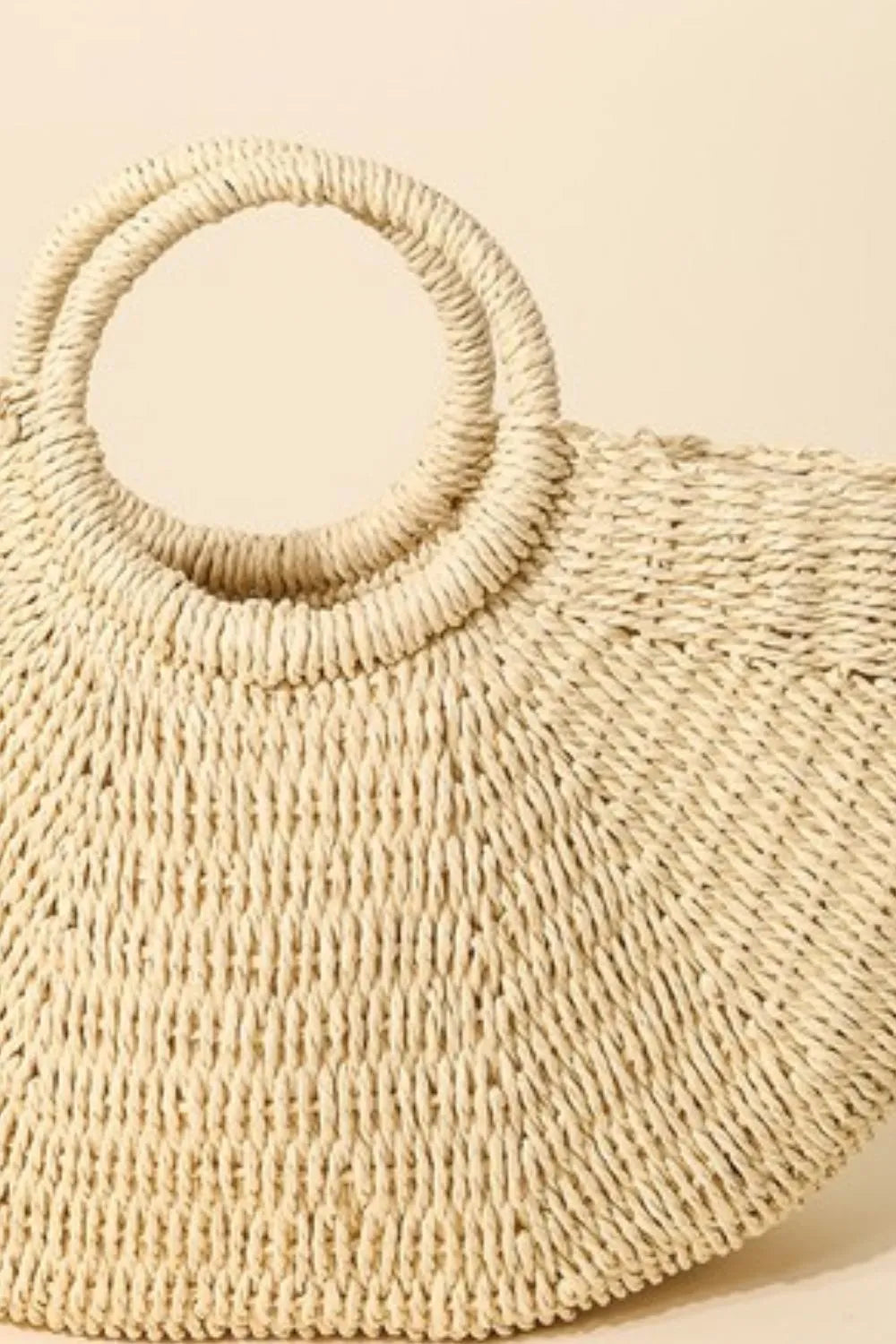 Half Moon Straw Tote Bag