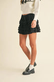 Ruffle Detailed Cotton Gauze Tiered Mini Skirt