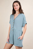 Two Tone Ribbed Knit Comfy Casual Romper