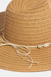 Seashell-Adorned Wide Brim Straw Hat