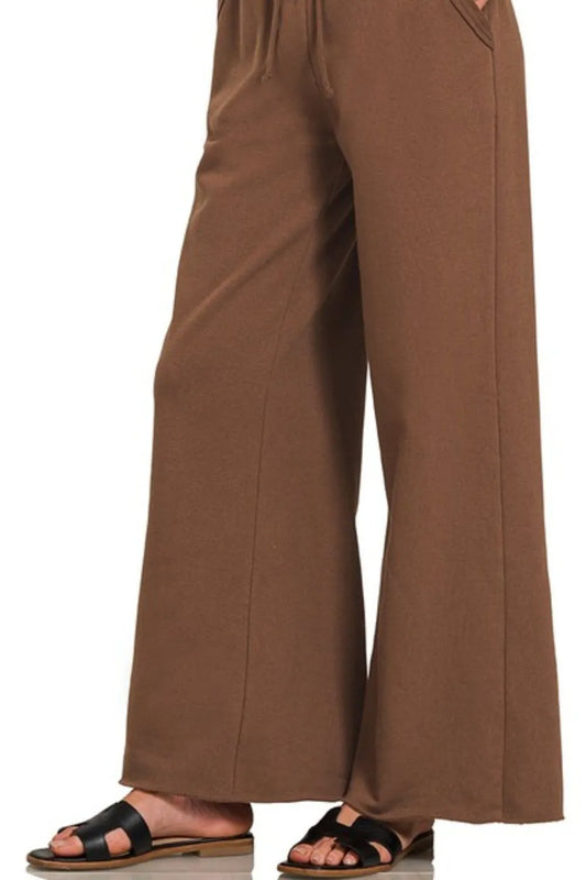 Cozy Knit Seam-Detail Wide Leg Lounge Pants