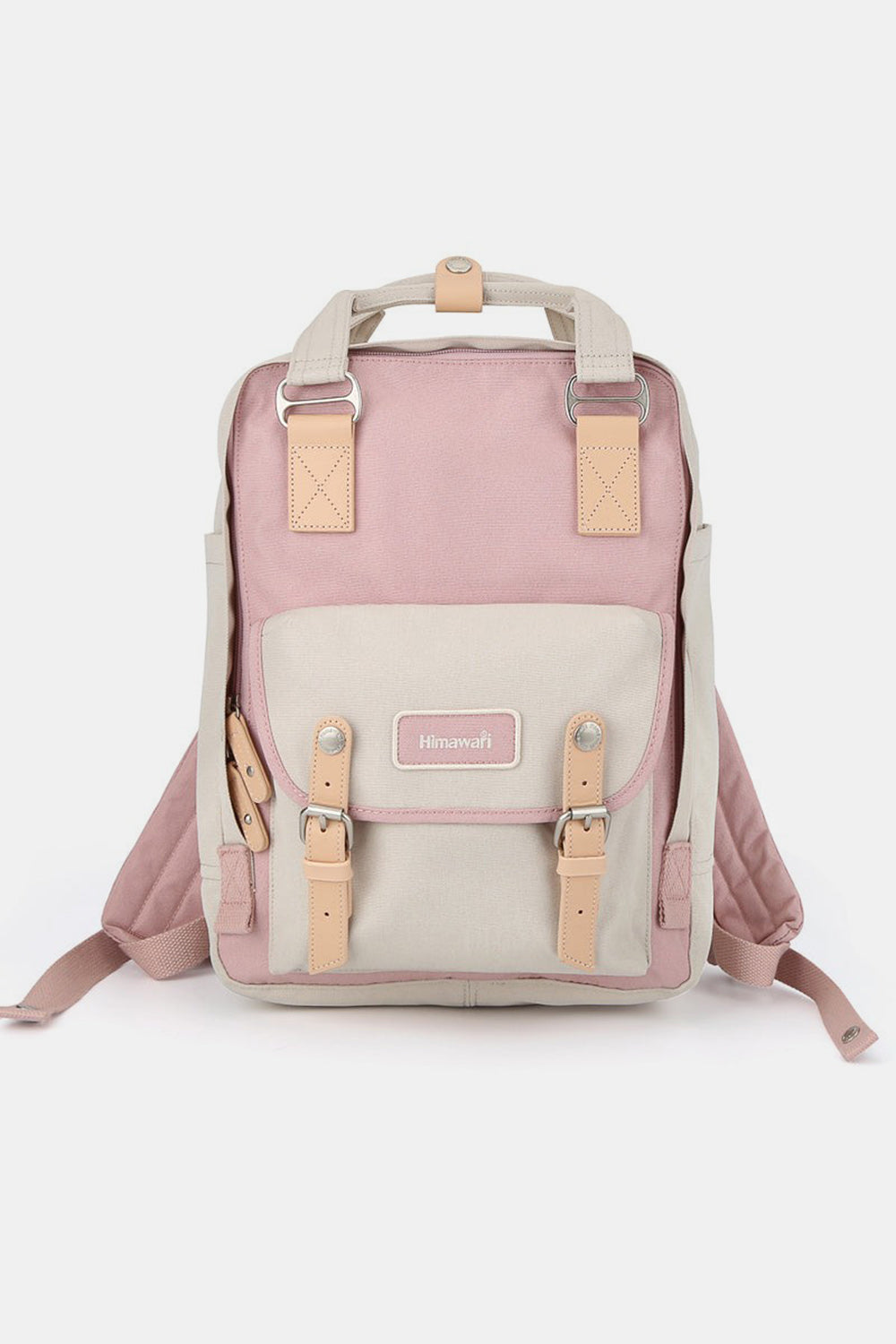 Contrast Water and Scratch-Resistant Nylon Backpack Bag - Pink