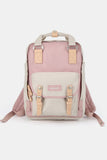 Contrast Water and Scratch-Resistant Nylon Backpack Bag - Pink